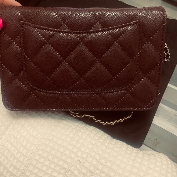 🔥🔥 Chanel Merlot wine Quilted Crossbody Bag Wallet on chain Vegan leather - Picture 2 of 7